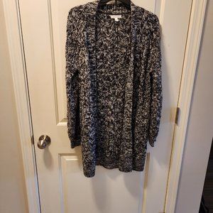 Lauren Conrad Black and White Marled Chunky Knit Long Cardigan